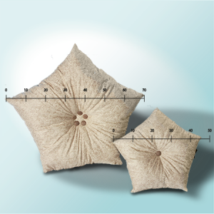 Sofakissen Kombi Form Berlin und Pisa in Dalmatinerfell mit roten Knöpfen